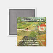 ヴィンセント・ヴァン・ゴッホの「風景、馬車、列車」 マグネット (正面/裏面)