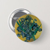 ヴィンセント・ヴァン・ゴッホヴィンテージ・アートによるアイリスの花瓶 缶バッジ (正面&裏面)