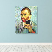 ヴィンセント・ヴァン・ゴッホ携帯電話セルフィーセルフポートレート キャンバスプリント (インサイチュ (ウッドフロア))