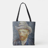 ヴィンセント・ヴァン・ゴッホ自画像グレイ感じハットアート トートバッグ (裏面)