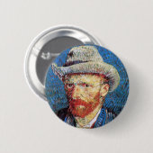 ヴィンセント・ヴァン・ゴッホ自画像グレー感じハット 缶バッジ (正面&裏面)