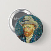 ヴィンセント・ヴァン・ゴッホ自画像グレー感じハット 缶バッジ (正面&裏面)