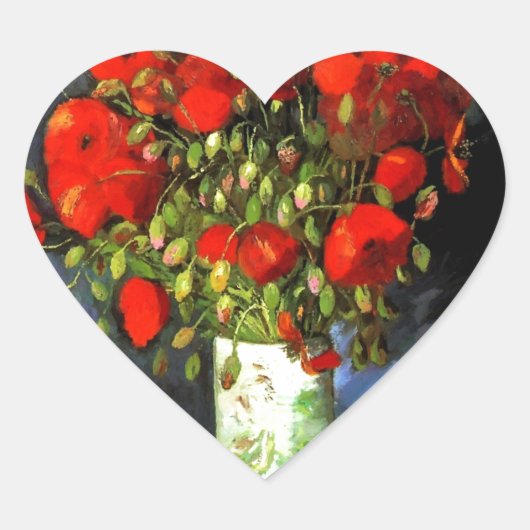 ヴィンセント・ヴァン・ゴッホ赤いポピーのフローラアート ハートシール (正面)
