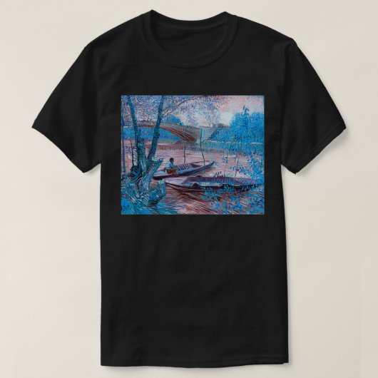 ヴィンセント・ヴァン・ゴッホ魚釣り春レミ有名ヴィン Tシャツ (デザイン正面)