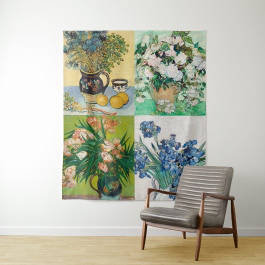 ヴィンセント・ヴァン・ゴッホ1800年代の花絵画のコラージュ タペストリー (インサイチュ)