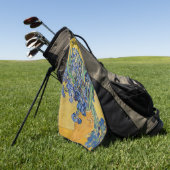 ヴィンセント・ヴァン・ゴッホ – アイリスの花瓶 ゴルフタオル (グリーン)