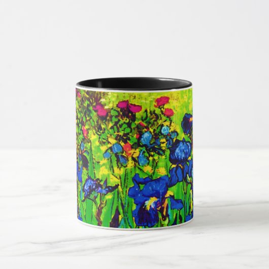 ヴィンセント・ヴァン・ゴッホ – アイリス – フラワーラバーポップ・アートのアート マグカップ (中央)