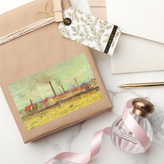 ヴィンセント・ヴァン・ゴッホ – アシュニエールの工場 長方形シール (ギフト)