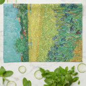 ヴィンセント・ヴァン・ゴッホ – アレス近郊のアイリスとのフィールド キッチンタオル (折り畳み)