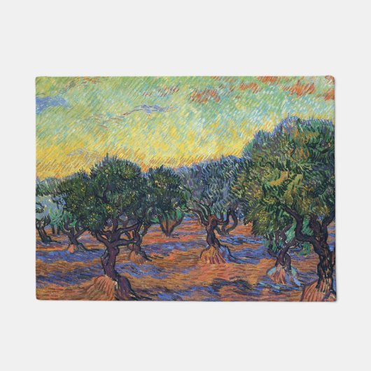 ヴィンセント・ヴァン・ゴッホ オリーブの木々 印象派 アート ドアマット (正面)