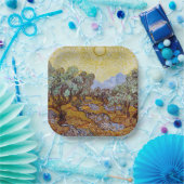 ヴィンセント・ヴァン・ゴッホ - オリーブの木、黄色い空と太陽 ペーパープレート