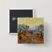 ヴィンセント・ヴァン・ゴッホ - オリーブの木、黄色い空と太陽 缶バッジ (正面&裏面)