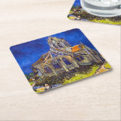 ヴィンセント・ヴァン・ゴッホ – オーヴェースの教会 スクエアペーパーコースター (アングル)