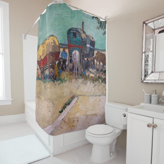 ヴィンセント・ヴァン・ゴッホ – キャラバン島、ジプシーのキャンプ シャワーカーテン (インサイチュ)