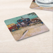 ヴィンセント・ヴァン・ゴッホ – キャラバン島、ジプシーのキャンプ スクエアペーパーコースター (アングル)