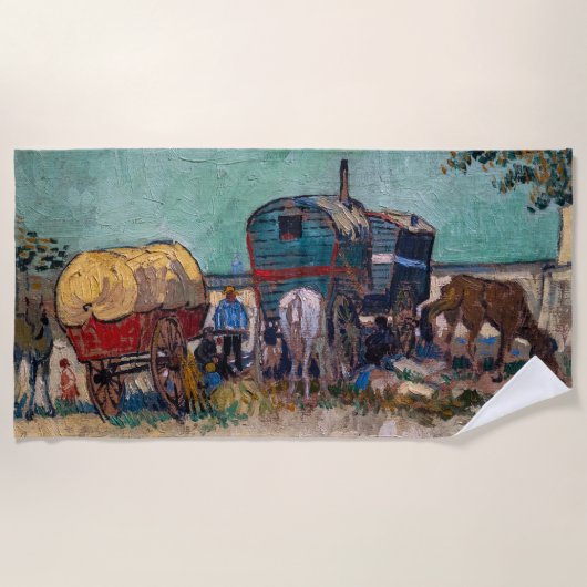 ヴィンセント・ヴァン・ゴッホ – キャラバン島、ジプシーのキャンプ ビーチタオル (正面)