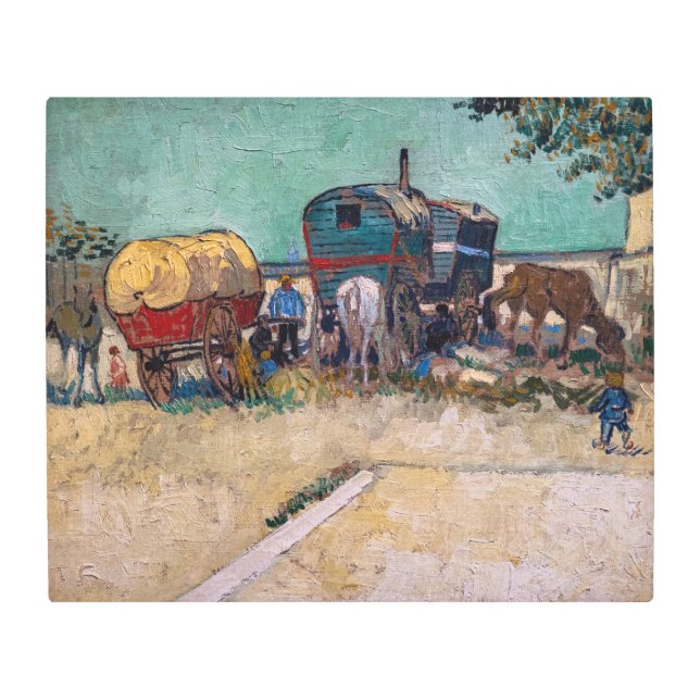 ヴィンセント・ヴァン・ゴッホ - キャラバン、アルル近郊のジプシーキャンプ メタルプリント (正面)