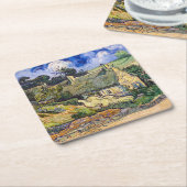 ヴィンセント・ヴァン・ゴッホ - コルデヴィーユの茅葺き小屋 スクエアペーパーコースター (アングル)