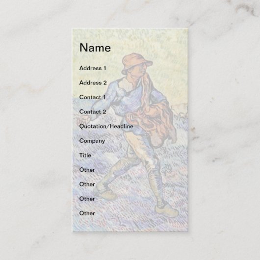 ヴィンセント・ヴァン・ゴッホ – ザ・ソワー – ファインアート絵画ズ 名刺 (正面)