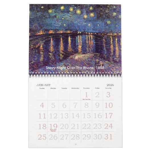 ヴィンセント・ヴァン・ゴッホ・シースケス海航海の港 カレンダー (1月 2026)