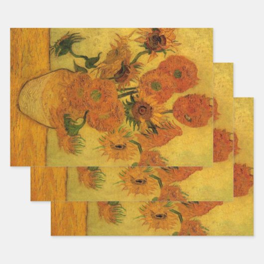 ヴィンセント・ヴァン・ゴッホ・スチル・ライフ花瓶15ひまわり花 ラッピングペーパーシート (セット)