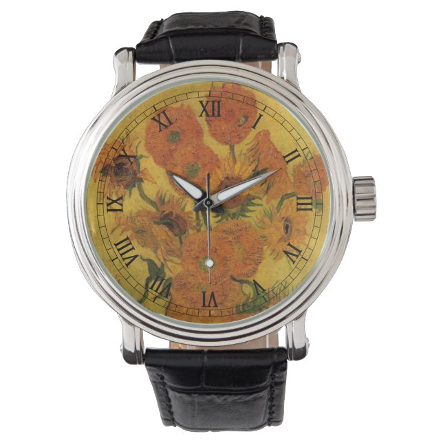 ヴィンセント・ヴァン・ゴッホ・スチル・ライフ花瓶15ひまわり花 腕時計 (正面)