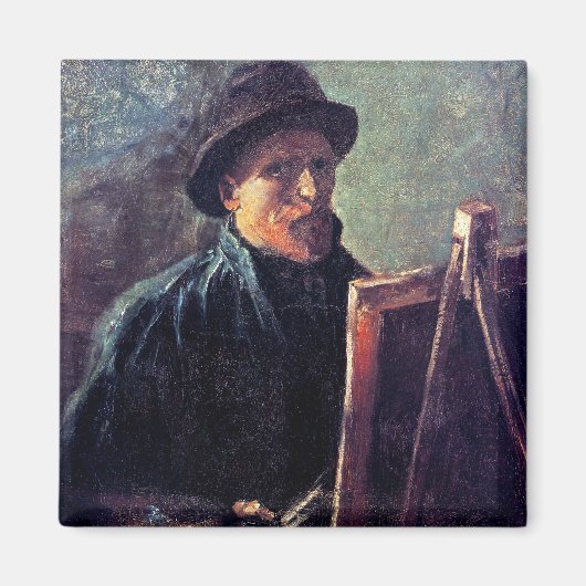 ヴィンセント・ヴァン・ゴッホ – セルフポートレイト感じ・ダークハット マグネット (正面)