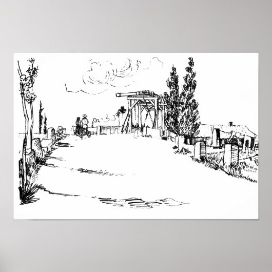 ヴィンセント・ヴァン・ゴッホ・ドローブリッジatアレススケッチ ポスター (正面)