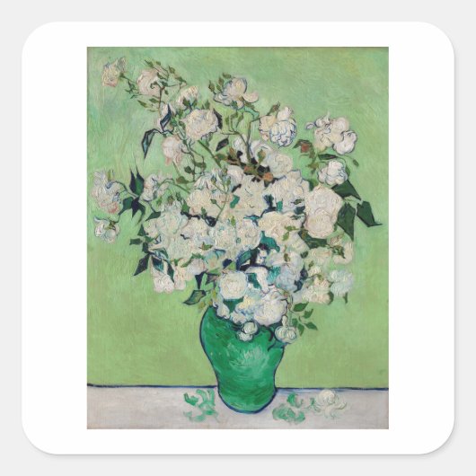 ヴィンセント・ヴァン・ゴッホ「バラ」封筒用シール スクエアシール (正面)