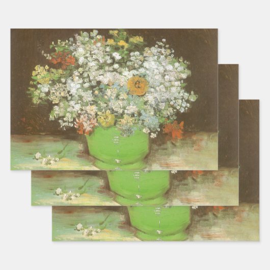 ヴィンセント・ヴァン・ゴッホ - ヒマワリと花の壺 ラッピングペーパーシート (セット)