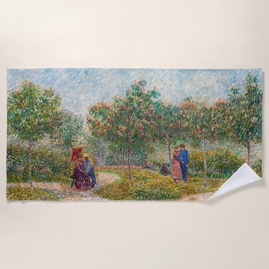 ヴィンセント・ヴァン・ゴッホ – モンマルテのガーデンと恋人 ビーチタオル (正面)