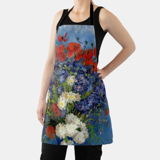 ヴィンセント・ヴァン・ゴッホ - ヤナギとヒナギクとケシの花の壺 エプロン (インサイチュ)