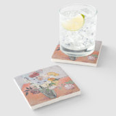 ヴィンセント・ヴァン・ゴッホ - ローズとアネモネの花瓶 ストーンコースター (横)