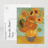 ヴィンセント・ヴァン・ゴッホ 「十二本のひまわり」 アンティーク セーブ・ザ・デート 案内ポストカード (正面/裏面)