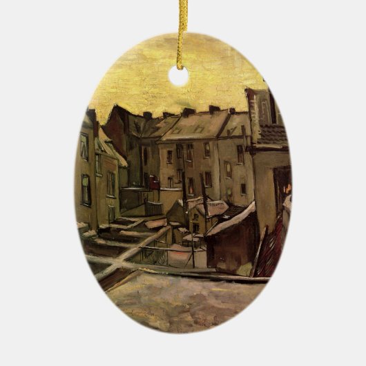 ヴィンセント・ヴァン・ゴッホ、古い家の裏庭、アントワープ セラミックオーナメント (正面)