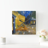 ヴィンセント・ヴァン・ゴッホ - 夜のカフェ・テラス スクエア壁時計 (ホーム)