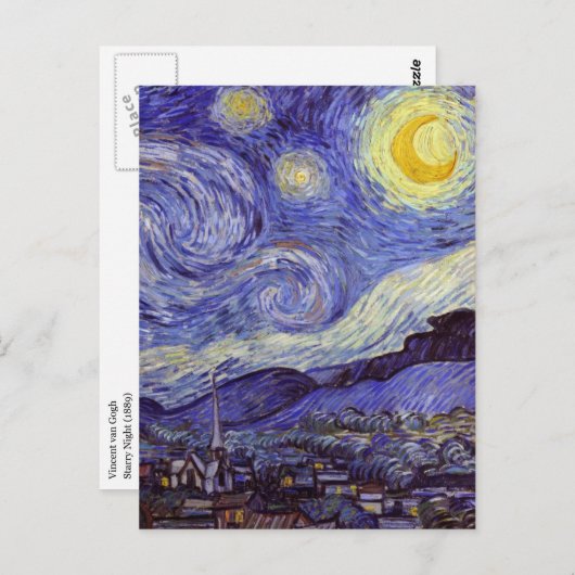 ヴィンセント・ヴァン・ゴッホ 星の夜 ヴィンテージ ファインアート ポストカード (正面/裏面)