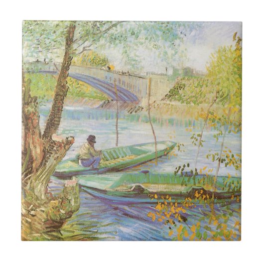 ヴィンセント・ヴァン・ゴッホ『春の釣り、ポン・ド・クリシー』 タイル (正面)