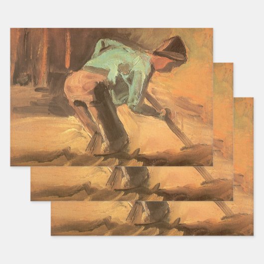 ヴィンセント・ヴァン・ゴッホ - 杖またはシャベルを持ってかがむ男 ラッピングペーパーシート (セット)