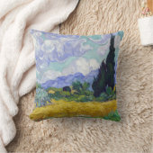 ヴィンセント・ヴァン・ゴッホ - 柏樹のある麦畑 クッション (ブランケット)