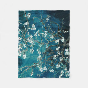 ヴィンセント・ヴァン・ゴッホ 桜の花 : 濃い青緑色 フリースブランケット