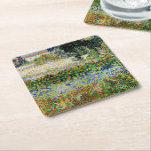 ヴィンセント・ヴァン・ゴッホ - 花咲く庭 スクエアペーパーコースター (アングル)