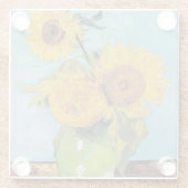 ヴィンセント・ヴァン・ゴッホ – 花瓶に3本のひまわり ガラスコースター (裏面)