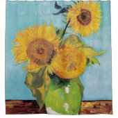 ヴィンセント・ヴァン・ゴッホ – 花瓶に3本のひまわり シャワーカーテン (正面)