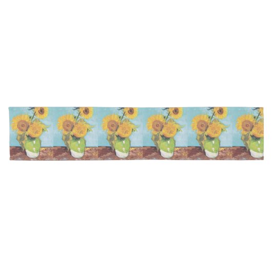 ヴィンセント・ヴァン・ゴッホ – 花瓶に3本のひまわり ショートテーブルランナー (横)