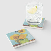 ヴィンセント・ヴァン・ゴッホ – 花瓶に3本のひまわり ストーンコースター (横)