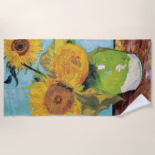 ヴィンセント・ヴァン・ゴッホ – 花瓶に3本のひまわり ビーチタオル (正面)