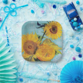 ヴィンセント・ヴァン・ゴッホ - 花瓶の3つのひまわり ペーパープレート (パーティー)