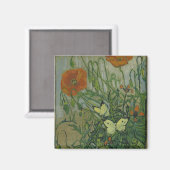 ヴィンセント・ヴァン・ゴッホ - 蝴蝶とケシ マグネット (正面/裏面)