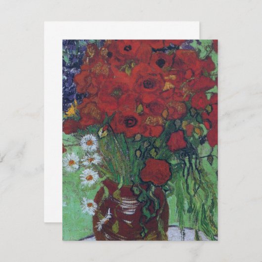 ヴィンセント・ヴァン・ゴッホ - 赤いポピーとデイジー サンキューカード (正面/裏面)